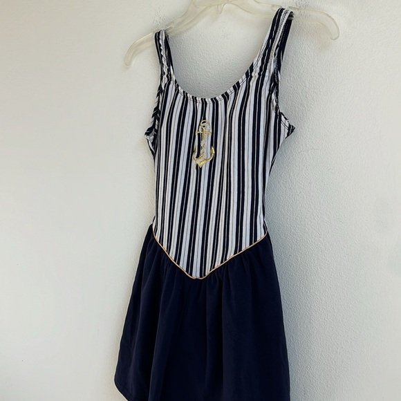 NWT Vintage Tahiti Blue and White Anchor Swimming Suit Size 9/10 - Picture 5 of 10